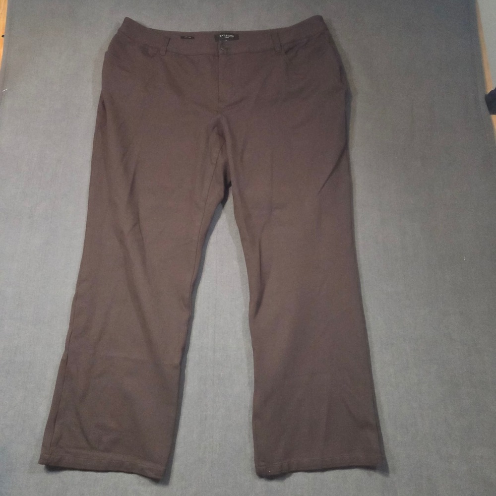 Talbots Heritage Pants Womens 18W Brown Straight Leg Five Pocket Trousers